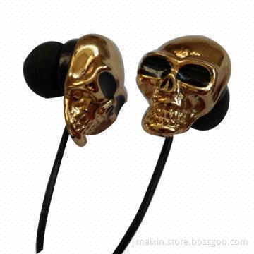 Skull Earphones, CE- and FCC-certified, 3.5mm Stereo Plug